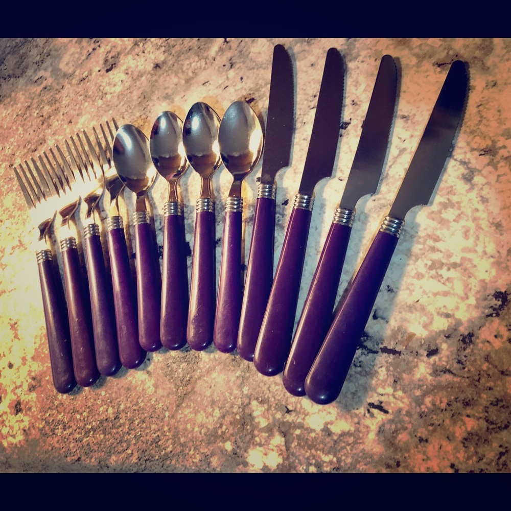 Set of 4 Purple Silverware
